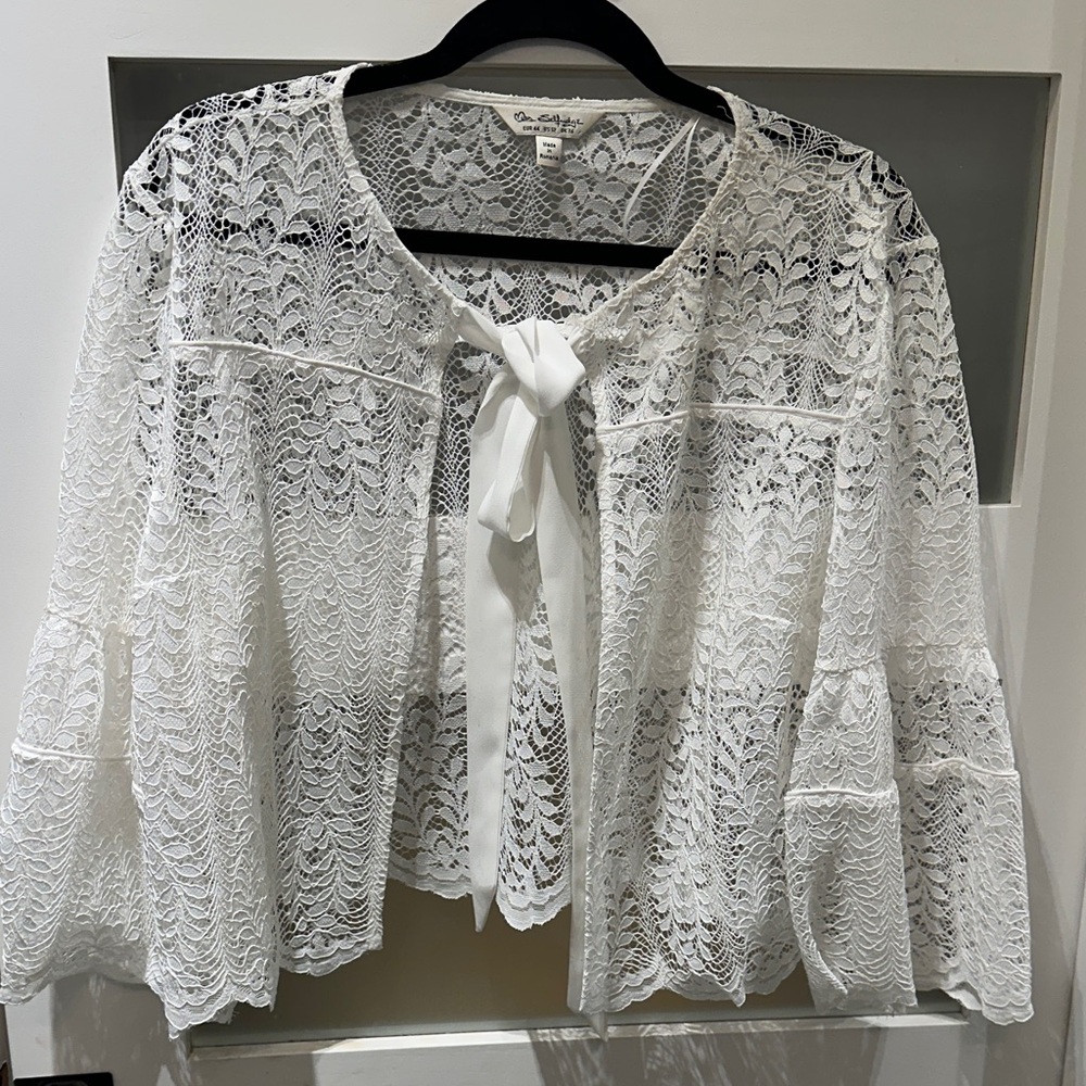 White Lace Jacket with Bow Tie